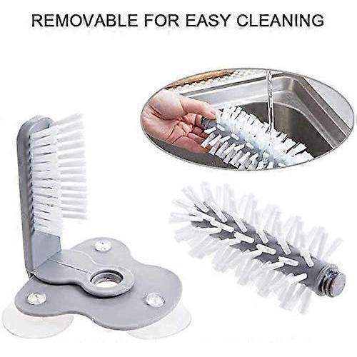 Glass Washer Brush with Double Sided Bristles, Glass Cup Brush Cleaner with Suction Cups Standing Glass Bottle Cup