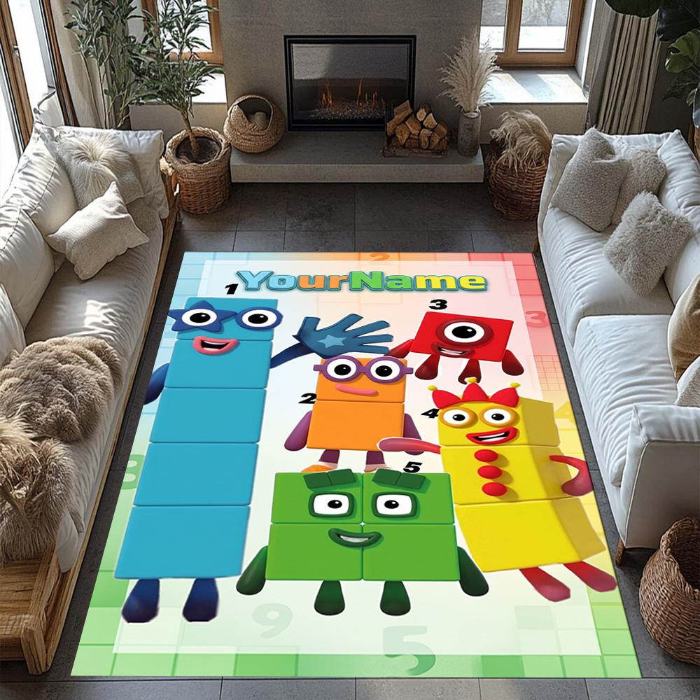 Numberblocks Customizable Name Area Rug Design for Living Rooms Study room Entryway Dormitory Antislip Carpet Anime Office Decor Spiritual Gift