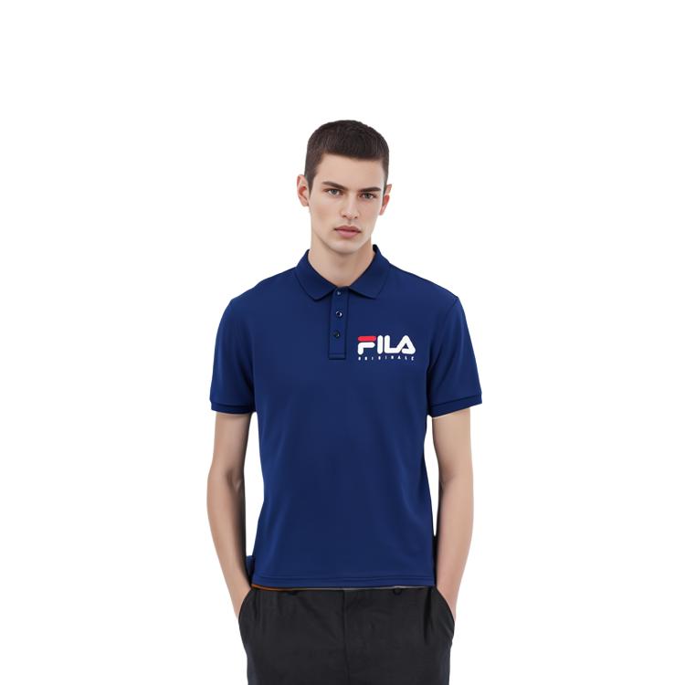 FILA Polo Shirts Men's Glamor Purple Blue Polo Collar Moderate Straight Fit F11M128177F-DB