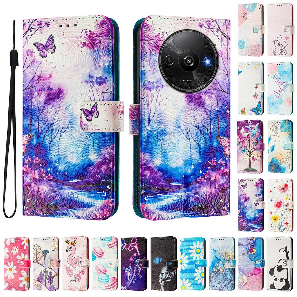Роскошный кожаный чехол-кошелек Dream Butterfly Forest из искусственной кожи в стиле книги для Xiaomi 5X 6X 11 12, Redmi 7 8 9 10 12, Note 7 8 9 10 11 12...