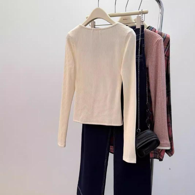 Early Autumn Comfortable Long-sleeved Shirt for Women, Thin, Gentle and Trendy Bow-knot Slim-fit Bottoming Shirt with Collar Top