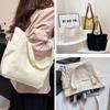 Холщовая сумка-тоут в корейском стиле, большая вместимость, тканевая сумка через плечо, портативная сумка для покупок, для студентов
