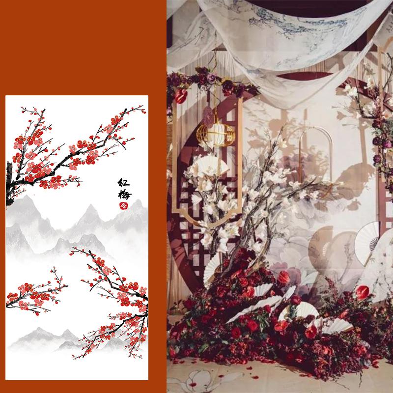 5M Chinese Style Ceiling Drapery Wedding Ceiling Drapery Curtain Panel Roof Canopy Draping Fabric Church Hotel Hall Decor