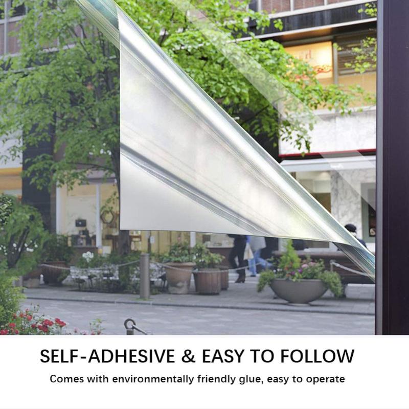 Серо-серебристая солнцезащитная пленка для окон, односторонняя светоотражающая тонировка для окон, самоклеящаяся наклейка, терморегулирующая пленка для стекла