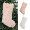 Furry Gift Bag Socks White Pink Plush Xmas Stockings Creative Christmas Plush Stocking New Year