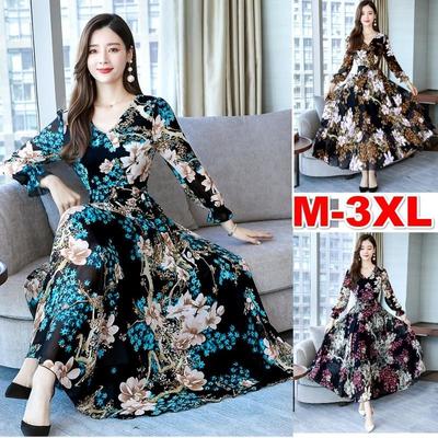 Платье с длинными рукавами и v-образным вырезом, женская осенняя облегающая женская длинная юбка трапециевидной формы, большая юбка