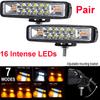 Three In One Pair 6 Inch 48W 4800lm White Amber Fog Warning Flash Strobe Led Work Light for Car Truck Motorcycle 12V 24V