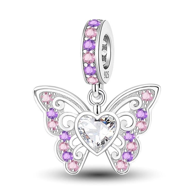 Медь Сестра Любовь Сердце Бабочка Роза Подвеска Шармы Бусины Подходят Оригинальный Пан Браслет Браслет Сделай сам Ювелирные изделия