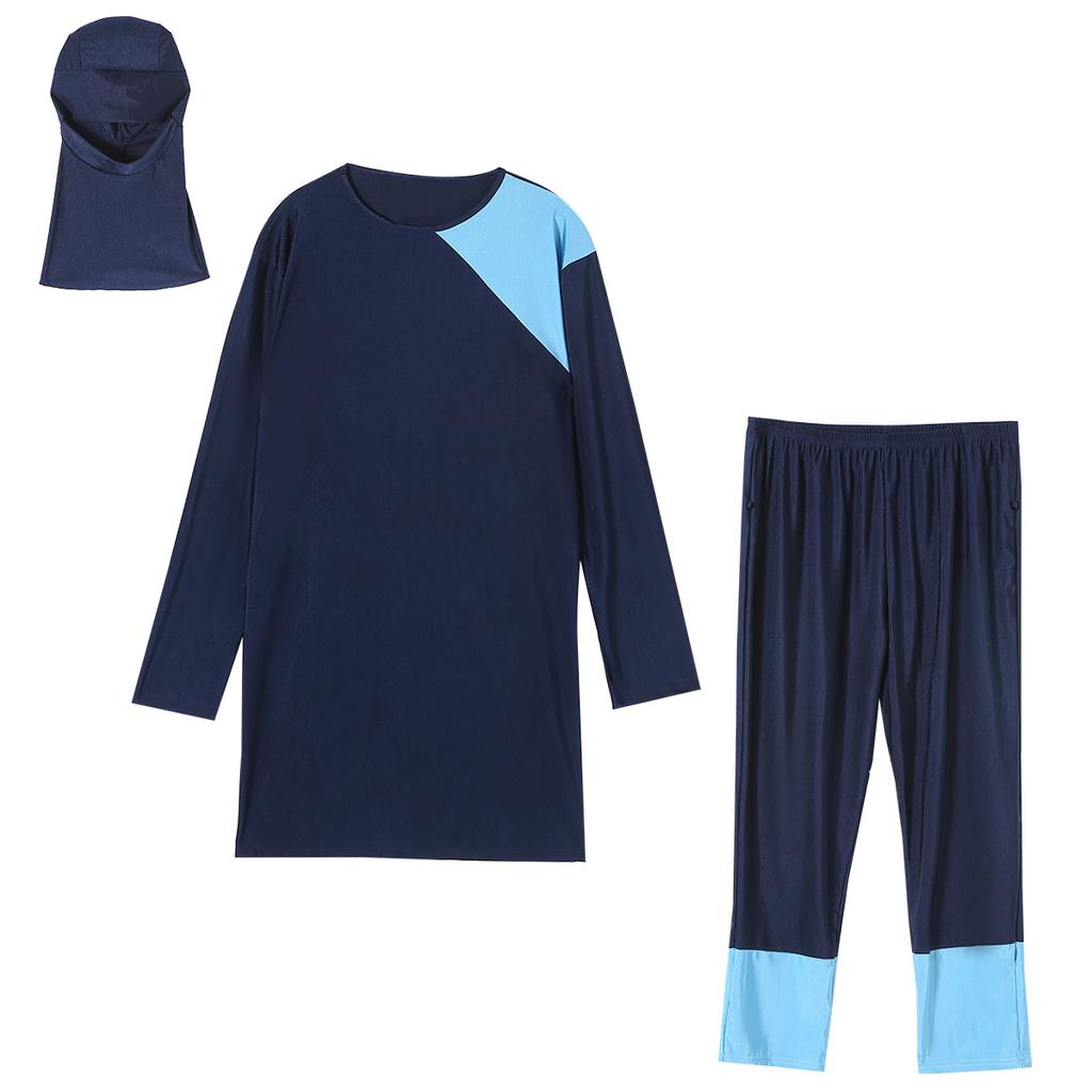 Женский мусульманский купальник размера плюс, женский купальный костюм с полным покрытием, очень эластичный удобный комплект из 3 предметов, пляжная одежда 3XL-8XL