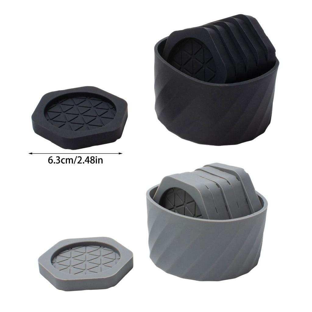 Hexagonal Silicone Coaster Set With Nonslip Base And Storage Box For Hot Beverages Coffee Teas Mat Office Home Use