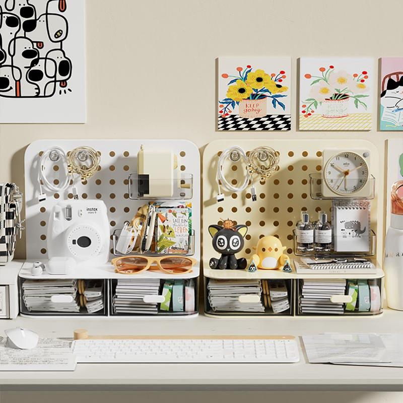 Hanging Drawer Organizer Desk Plastic Storage Box Cards Standees Pens Desktop Shelf