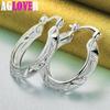 925 Sterling Silver Retro Hollow Flower 30mm Hoop Earring Jewelry