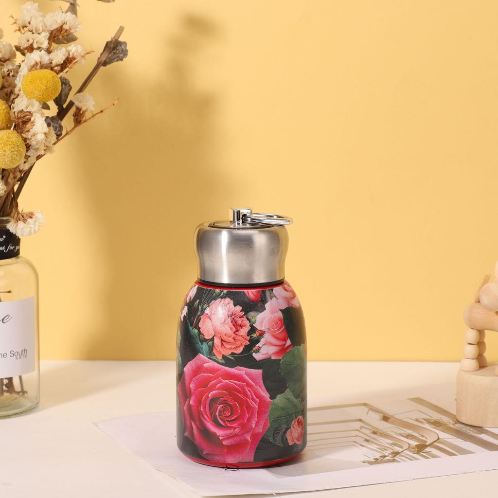 Термос из нержавеющей стали 304, мини, маленький, толстый, чашка для чая, высокая ценность, роза, ручка для улицы, чашка для воды