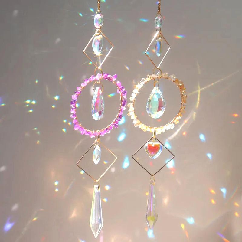 Crystal Suncatcher Wind Chimes Decoration Outdoor Garden Wind Music Rainbow SunCatcher Pendant Wall Hanging Ornament Home Decor