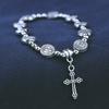 Retro Silver Color Saint Icons Religious Jesus Cross Beaded Bracelets Catholic Christian Jewelry Rosary Gift