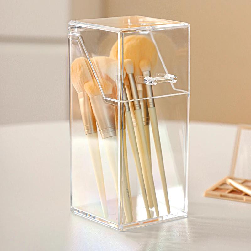 1pc Makeup Brush Storage Box, Simple and Transparent Multifunctional Makeup Brush Storage Rack, Simple, Durable and Practical