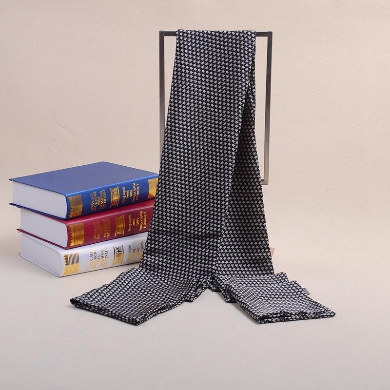 Autumn and Winter New Silk Trend Double-sided Scarf Long Business Silk Scarf Men's Plaid Printing Gift