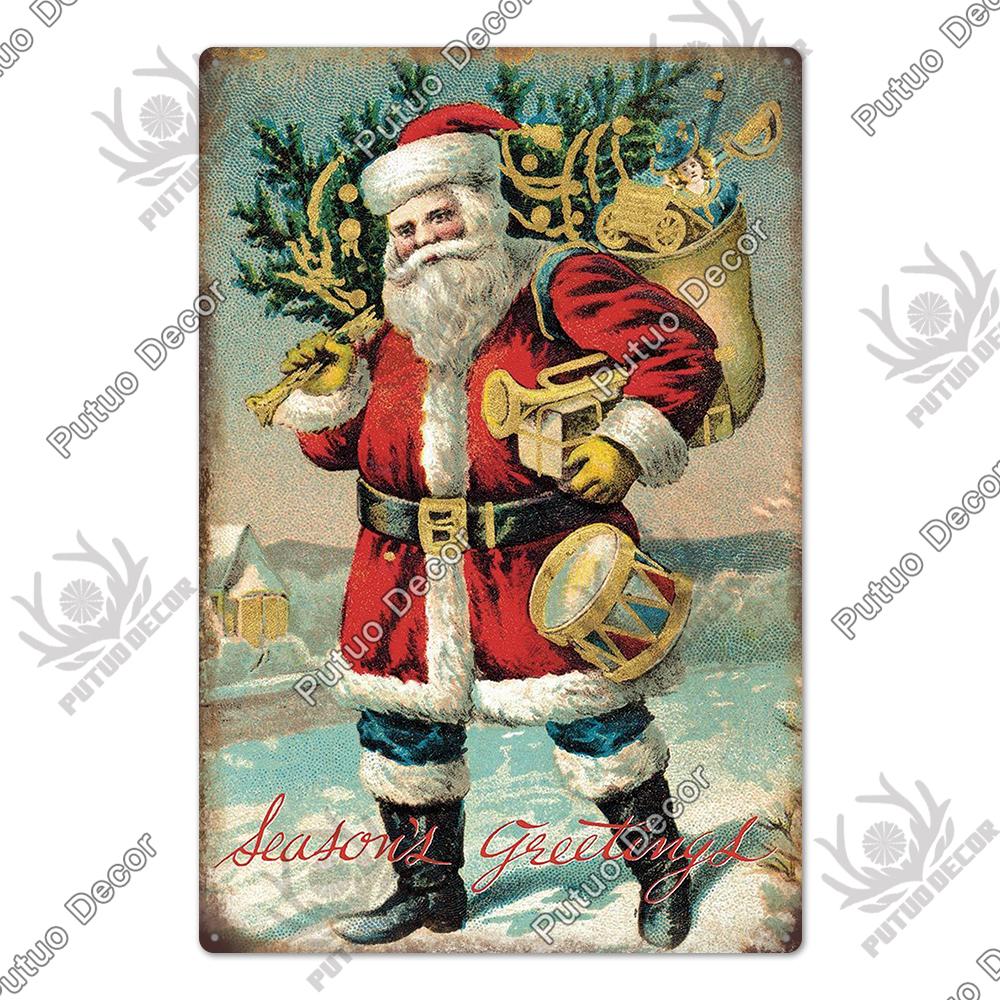 Decor Christmas Vintage Tin Sign Plaque Metal Retro Plate Poster for Club Living Room Kitchen Home Wall Art Decoration