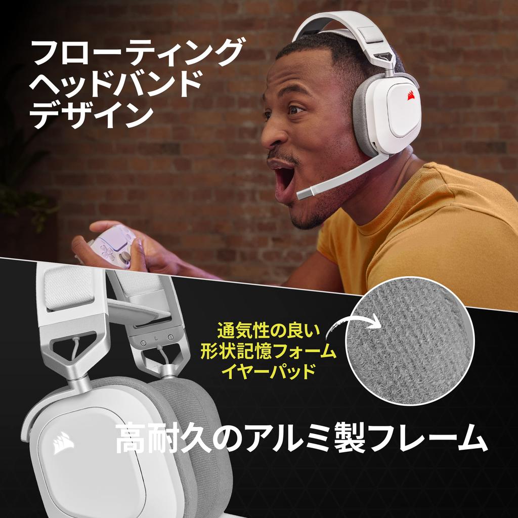 Беспроводная игровая гарнитура премиум-класса CORSAIR HS80 RGB WIRELESS White для с Dolby Atmos PC/PS4/PS5 (CA-9011236-AP)