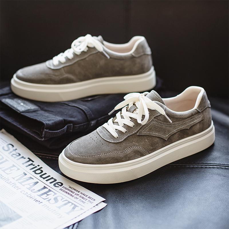 Модная британская повседневная обувь Универсальная повседневная спортивная обувь Мужские замшевые туфли Простые туфли на толстой подошве Мужская рабочая обувь