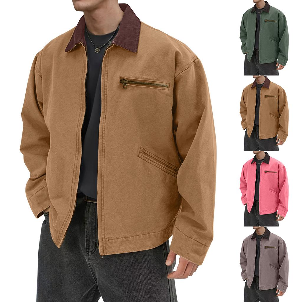 Men's Solid Color Camouflage Outdoor Sports Jacket Men's Pocket Button Casual Jacket