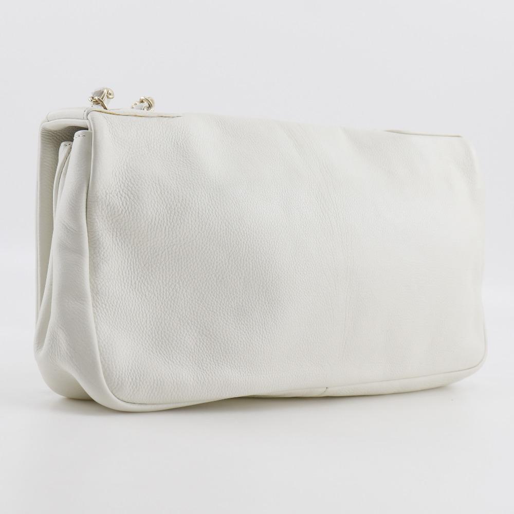 Chanel ChainShoulder Shoulder Bag A46041 COCO Mark Double Chain White Lambskin Women Used