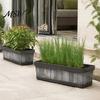 Indoor Outdoor Rectangular Planter Boxes 18 Inch Box, Imitation Wood Grain Window Box Planter, Plastic Vegetables Decorative Planters for Patio Porch