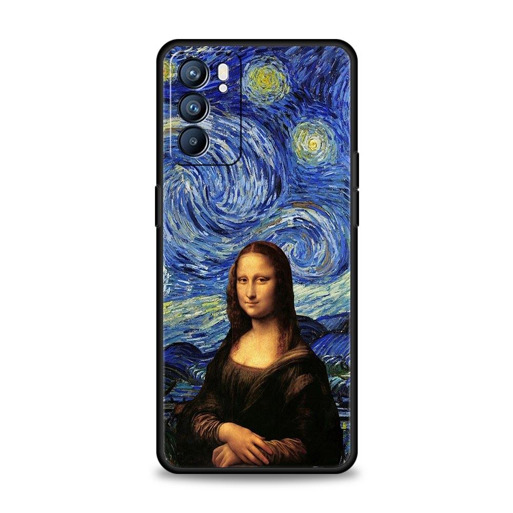 Чехол для телефона Oppo Find X6 X5 A54 A53 A52 A9 A15 A95 A17 A16 A76 A74 A57 Reno7 Reno6 Pro Plus 5G с рисунком 'Мона Лиза Ван Гог' Маслом