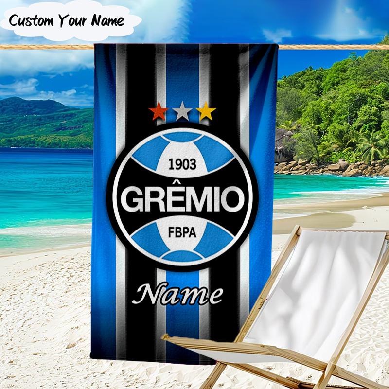 1PC Custom Name Beach Towel Gremio FC Emblem Beach Towel, Suitable for Camping, Travel, Beach Accessories, Super Absorbent, Family Gift