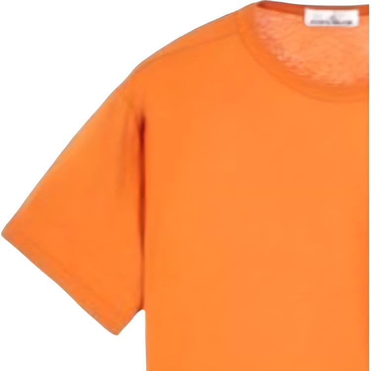 STONE ISLAND Вязаная футболка с рубчиком, круглым вырезом и коротким рукавом, мужские топы, оранжевый 781520358-V0073