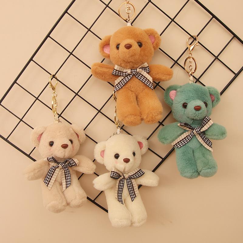 Cartoon Plush Bear Girl Keychain Schoolbag Doll Cute Backpack Pendant Ornament Doll Gift