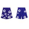 Mens Cotton Floral Print Shorts With Foil Puff Mid-Rise Loose Fit Casual Pants Youth