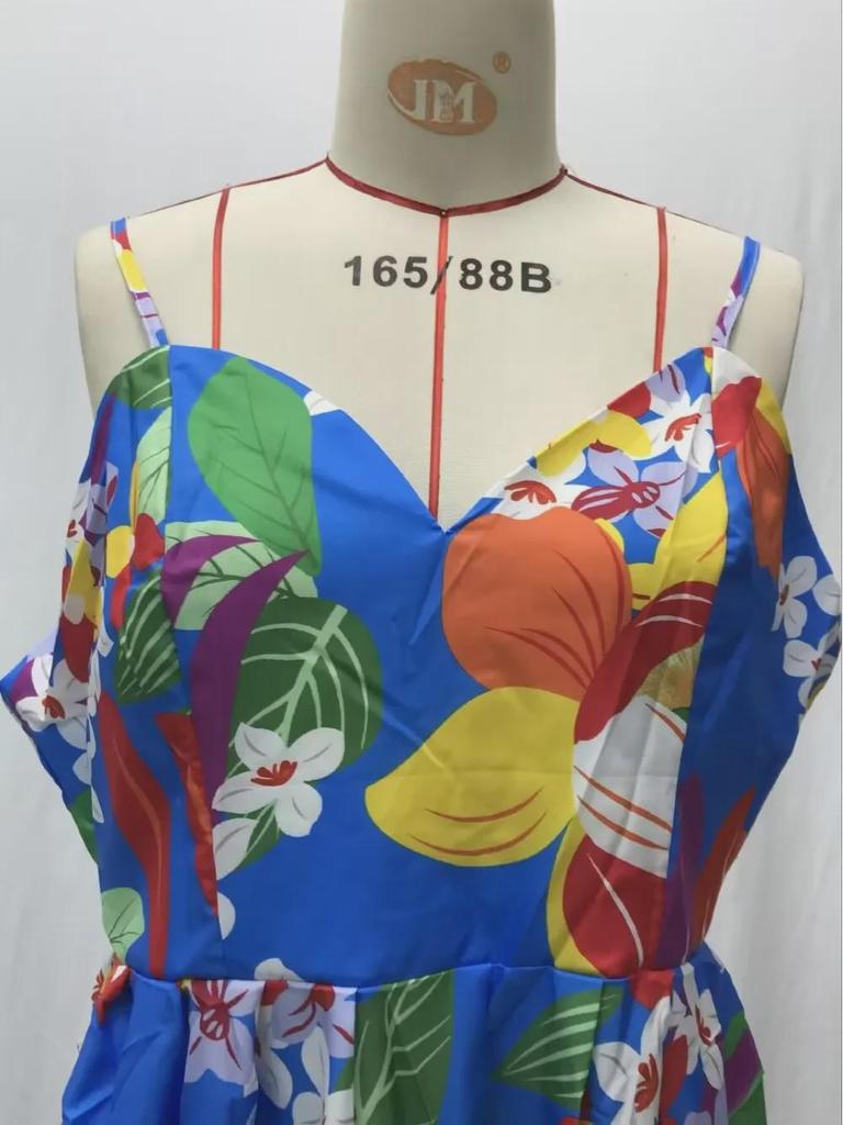 Летнее женское европейское и американское платье макси с открытыми плечами и цветочным принтом 2025 года