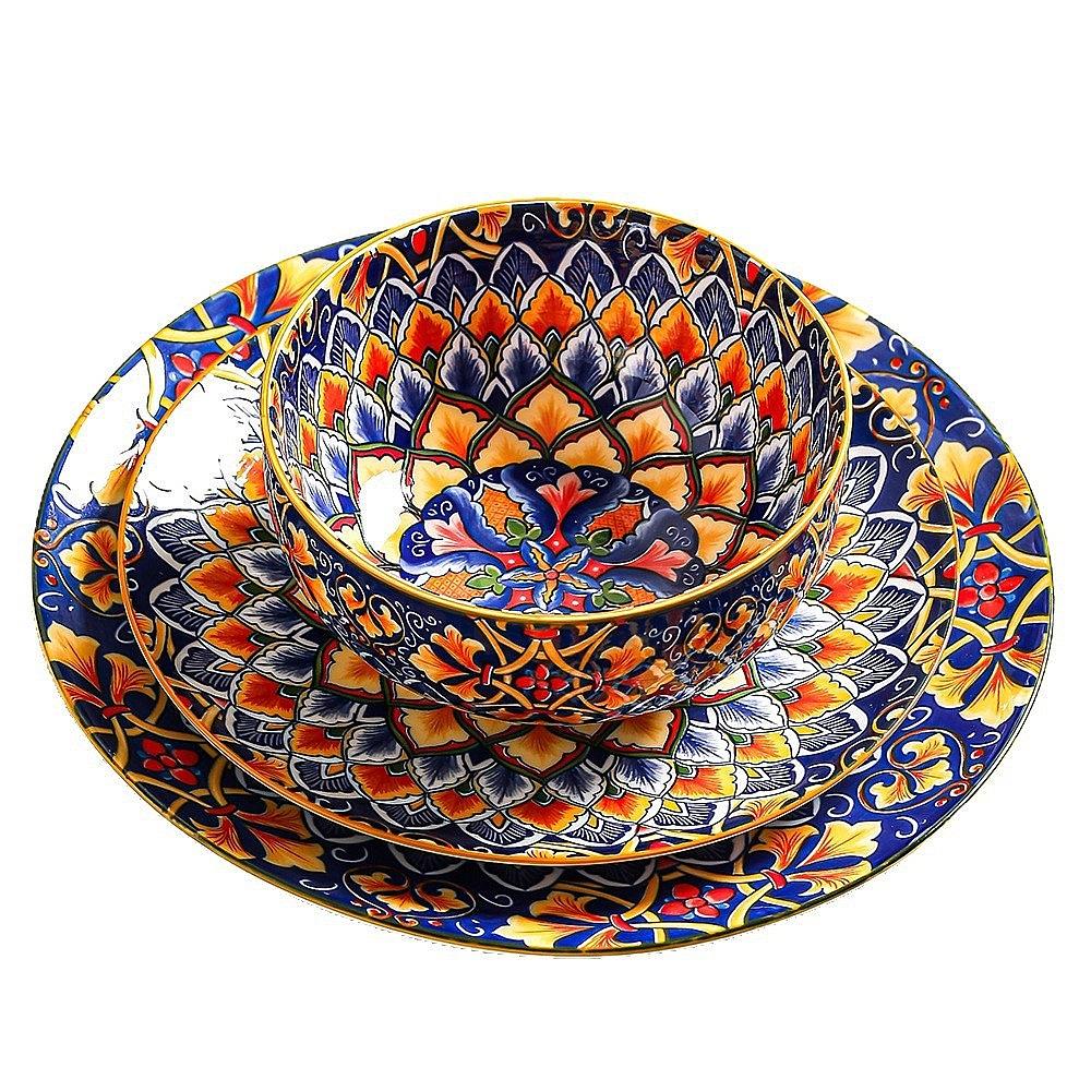 Bohemian Porcelain Dinner Plates Bowls Set Kitchen Tableware Cross-border Export Ceramic Plate Plate Sets Ceramic Plate