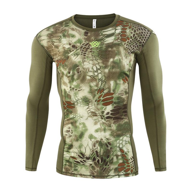 Brave tactical long sleeves, camouflage python pattern high elastic quick-drying breathable outdoor bottoming shirt