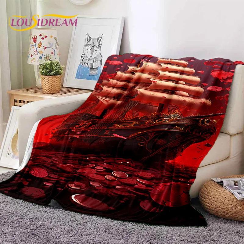 Ancient Pirate Ship Boat,Barque,Sailboa Soft Flannel Blanket,Throw Blanket Comfortable Blanket for Picnic Beds Sofa Home Bedroom