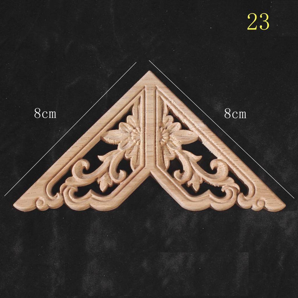 Wood Corner Joint Onlay Applique Wood Decals for Furniture Home Decoration Luxury Unique Natural Floral Wood Carved Figurines
