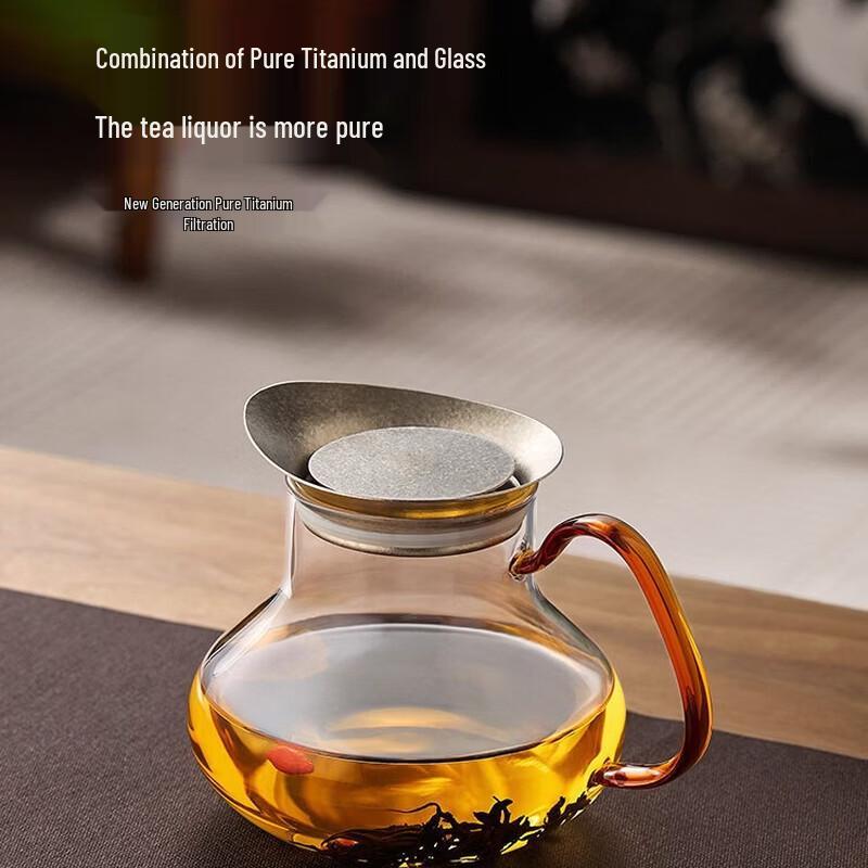 Eight Thousand Lines Glass Teapot with Titanium Lid