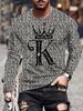 Мужская модная футболка с длинным рукавом и круглым вырезом с принтом алфавита K из мягкого эластичного полиэстера для повседневного ношения в любое время года