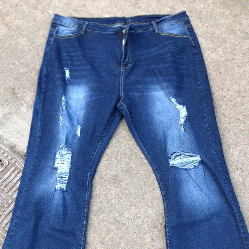 Джинсы женские с высокой талией, эластичные, с рваными отверстиями, расклешенные брюки из денима, облегающие повседневные брюки для поездок на работу, весна и лето, новая мода
