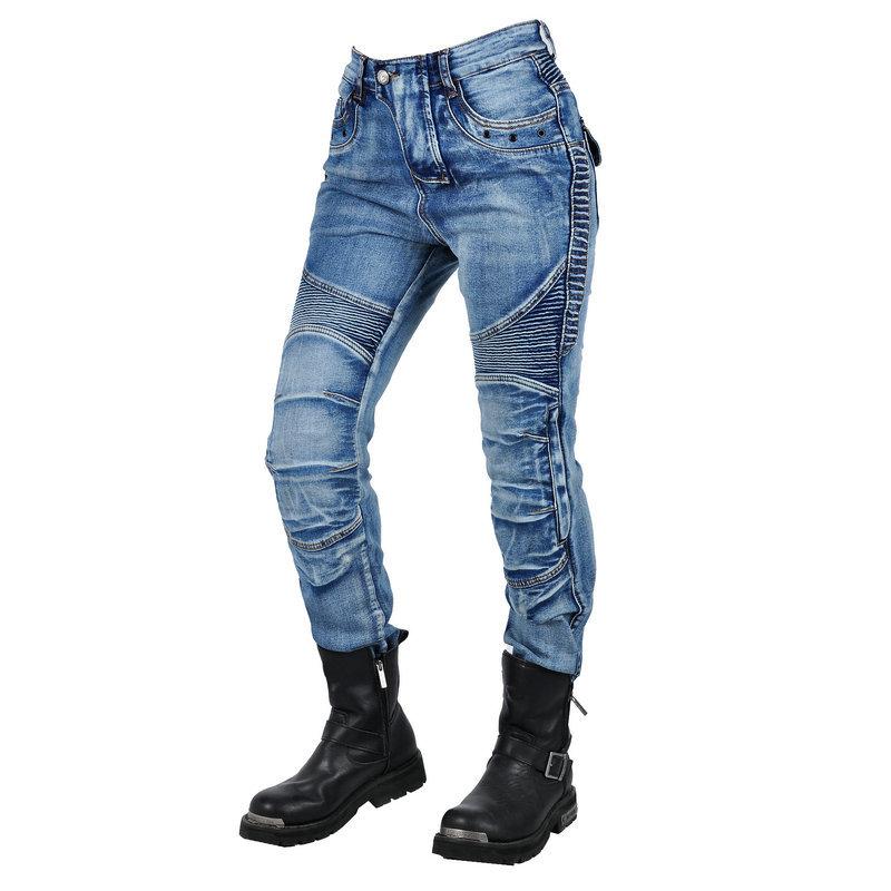 VOLERO+Motorcycle Wash Jeans Women's Vintage Motorcycle Casual Riding Pants+Kevlar Anti Wear And Anti Drop