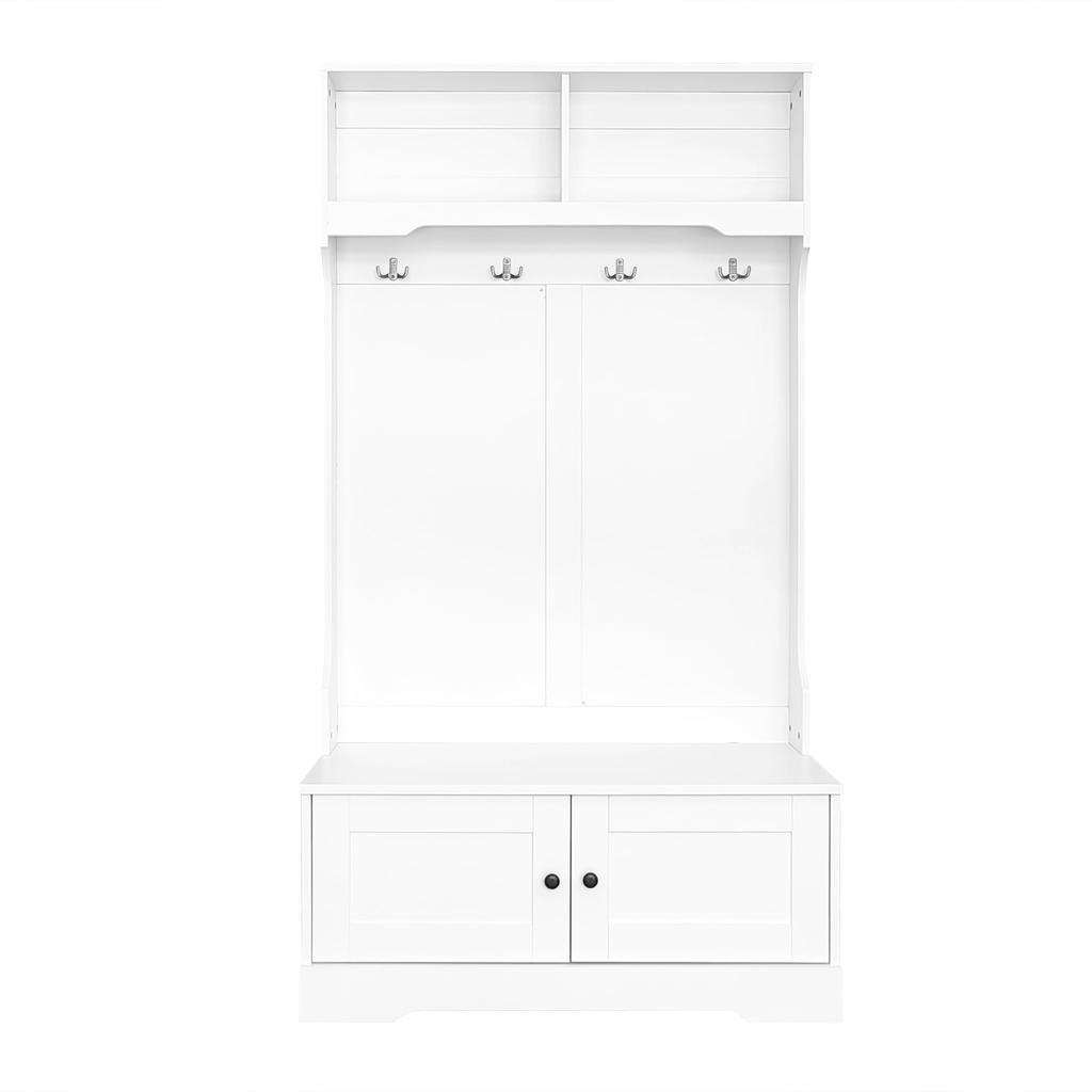 Комплект для прихожей, Современный комплект для прихожей 4 крючка для одежды, обувница, скамья для обуви, открытая полка, шкаф для прихожей, Белый