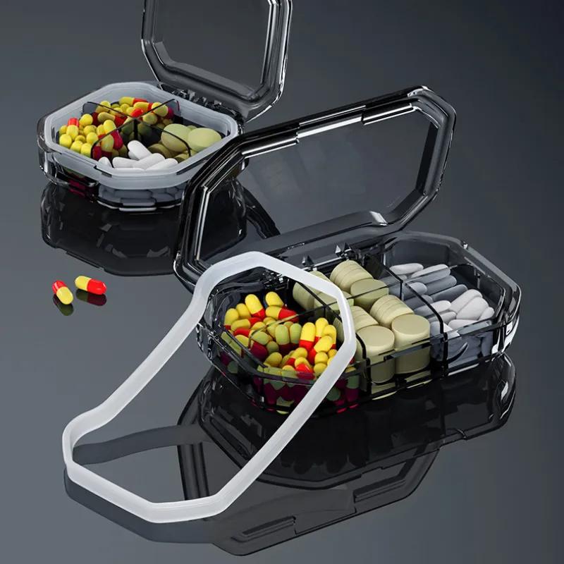 6 сеток, коробка для хранения таблеток, коробка для хранения лекарств, отделение для лекарств, мини-портативный контейнер-органайзер с уплотнительным кольцом