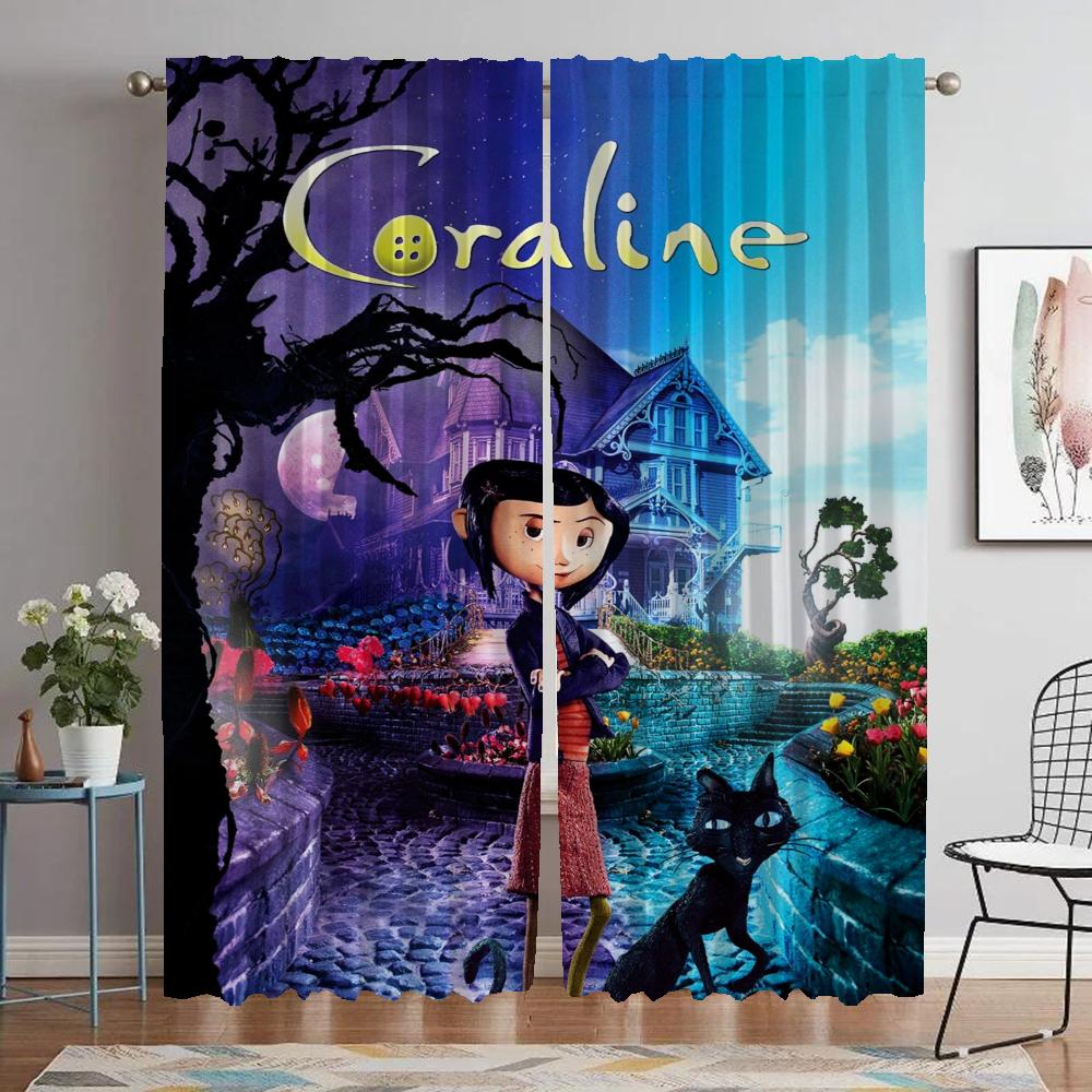 Элегантные шторы для гостиной Coralines, занавески для окон, перегородки, жалюзи, украшения на Хэллоуин, тюль для спальни, кухни
