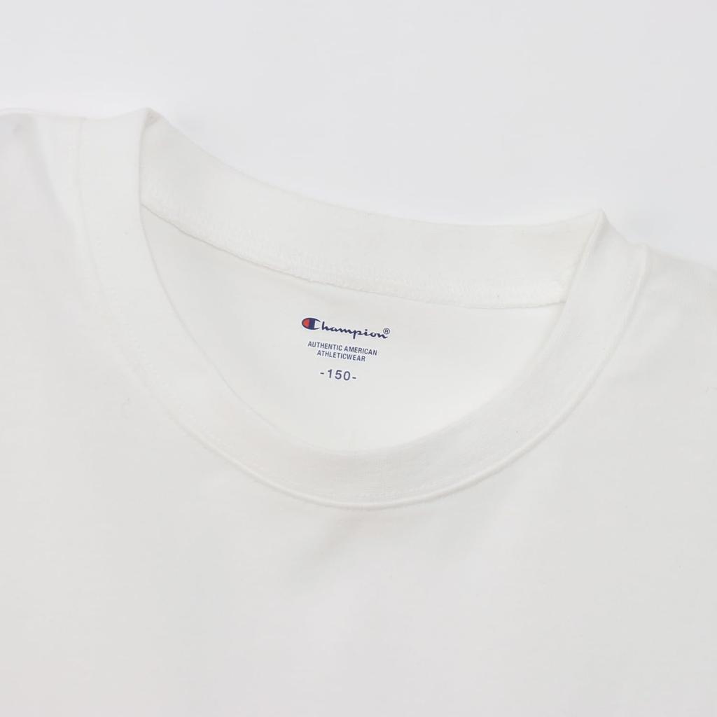 Длинная круглая длинная круглая короткая надпись с длинным рукавом для школьников, белая [Champion] детская футболка, рукав, горловина, сухая, эластичная, логотип, футболка, спортивная, CK-YS401,