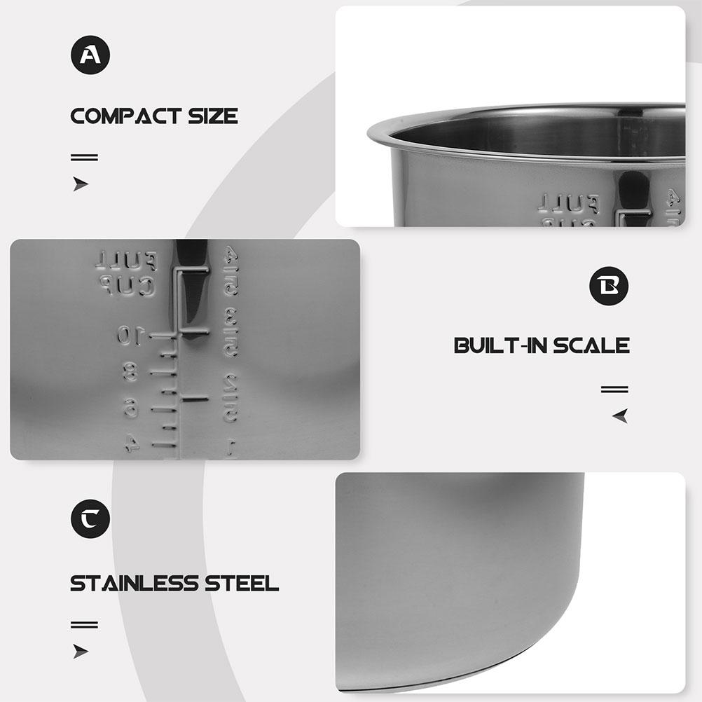 304 Stainless Steel Electric Rice Cooker Inner Pot Thickened Non Stick Universal Replacement Accessory with Scale for