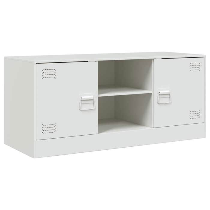 VidaXL Meuble TV blanc 99x39x44 cm acier, banc TV, meuble télé, meuble multimédia, buffet TV, meuble hifi, centre de 841690