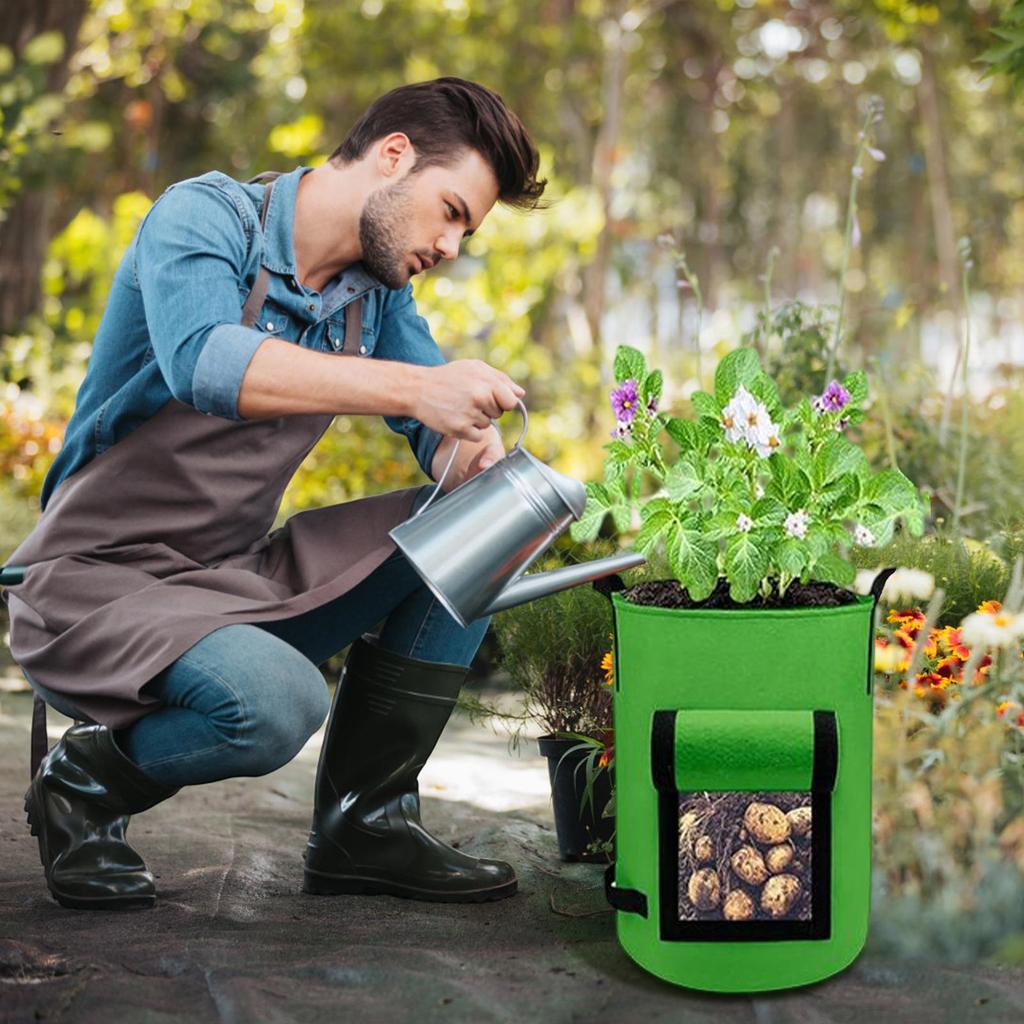 4 шт. мешки для выращивания картофеля с ручками и прозрачными крышками Дышащая ткань Горшок для томатов для сладкого картофеля, моркови Балкон Задний двор