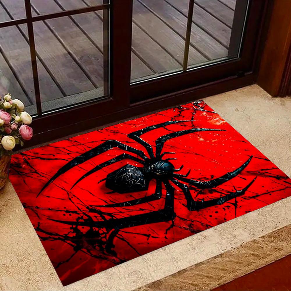Spider-Man Red Background Non-Slip Rug - Polyester, Home Decor, Suitable for Bedrooms, Living Rooms, Entryways, and Studios