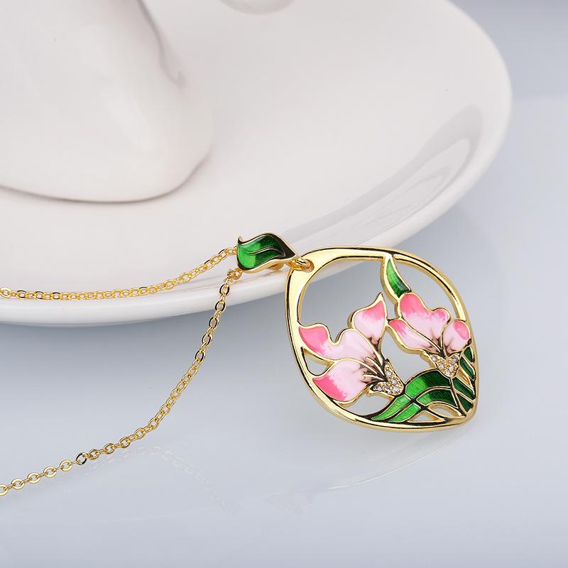 Best Selling Womens Colorful Enamel Flower Necklace